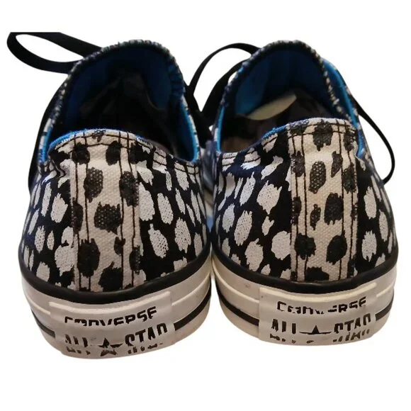 CONVERSE All-Stars Black & White (with turquoise trim) Artistic Sneakers - Picture 10 of 14